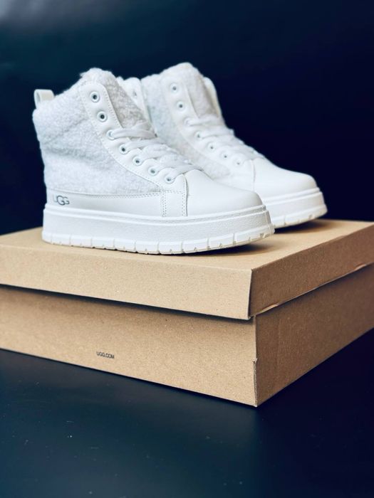 Кроссовки кеды сникерсы UGG / кожаные белые ботинки ugg/ угги ботінки