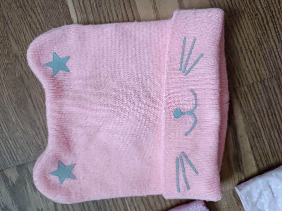 Czapeczki opaska na jesień 74/80 dla dziewczynki