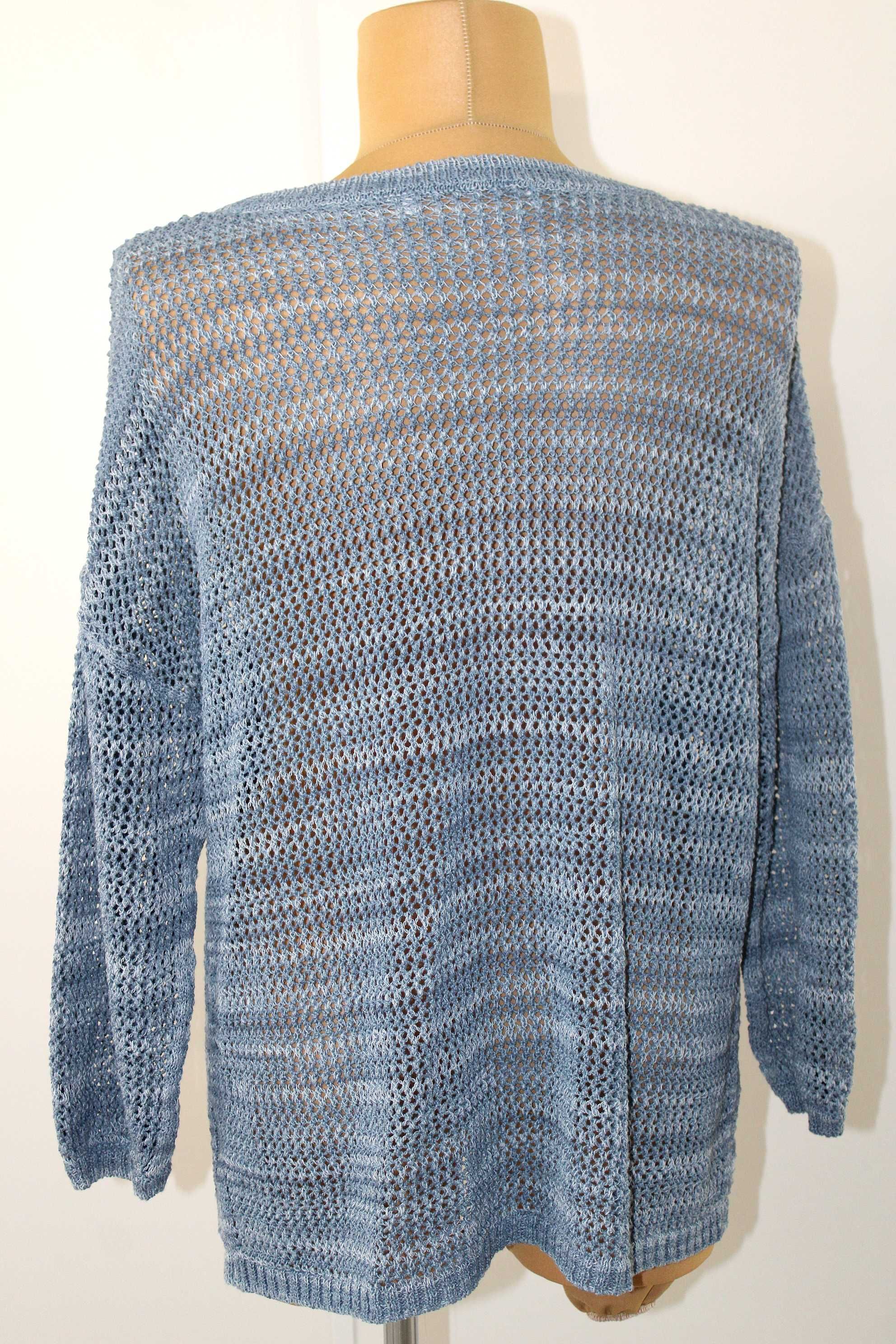 y9 NEXT Modny Ażurowy Niebieski Damski Sweter 48/50 4XL/5XL