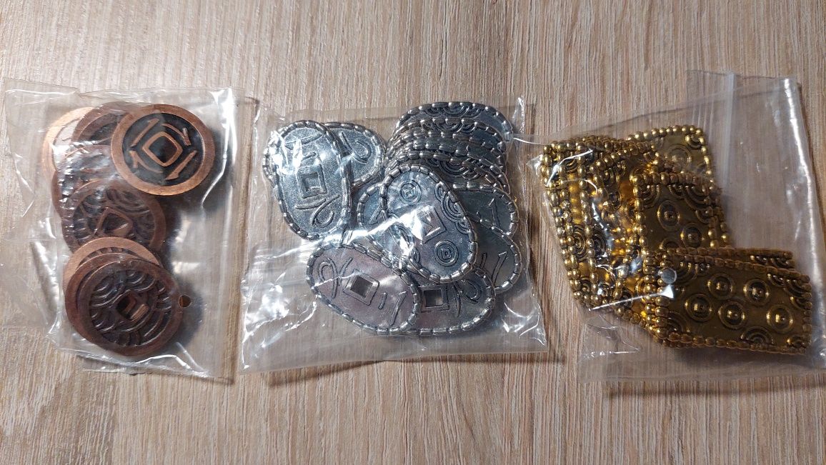 Shogun : metalowe monety, meeple, znaczniki graczy z Upgrade Kit