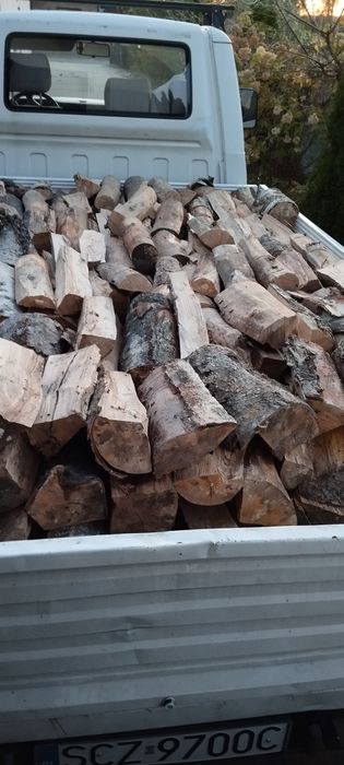 Drewno opałowe sosna brzoza pocięte połupane