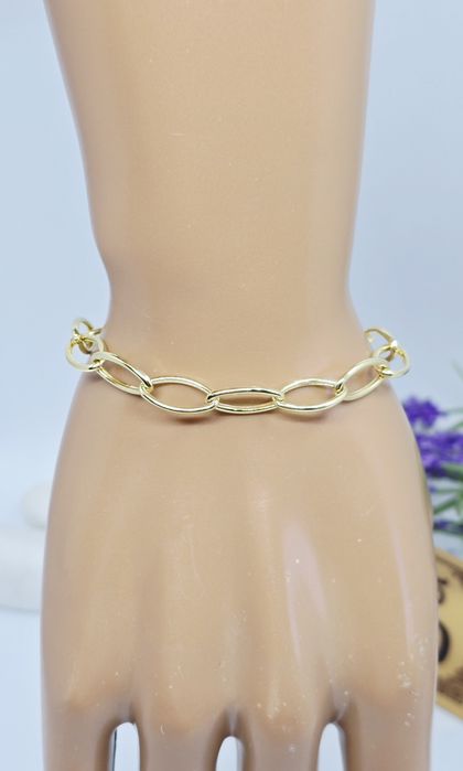 Złota bransoletka splot ankier duże ogniwa próba 585 14k