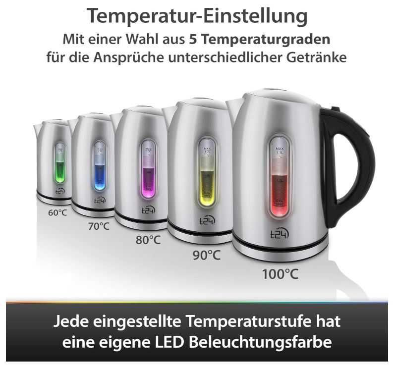 Czajnik elektryczny 1.7l regulacja temperatury 2200W, podświetlenie