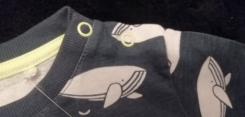 Tshirt, koszulka granatowa w białe wieloryby. Cool club. 68. Nowa