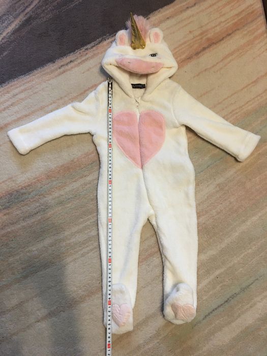 Jednorożec kombinezon pajac strój biały 80