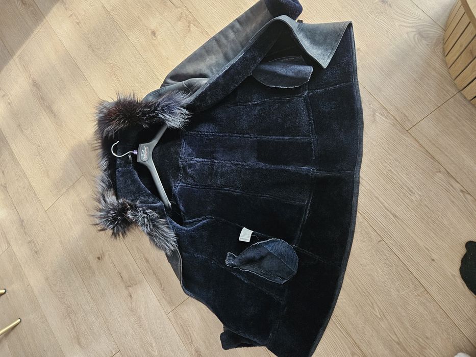 Kożuch damski, płaszcz zimowy, kożuszek S futro owcze