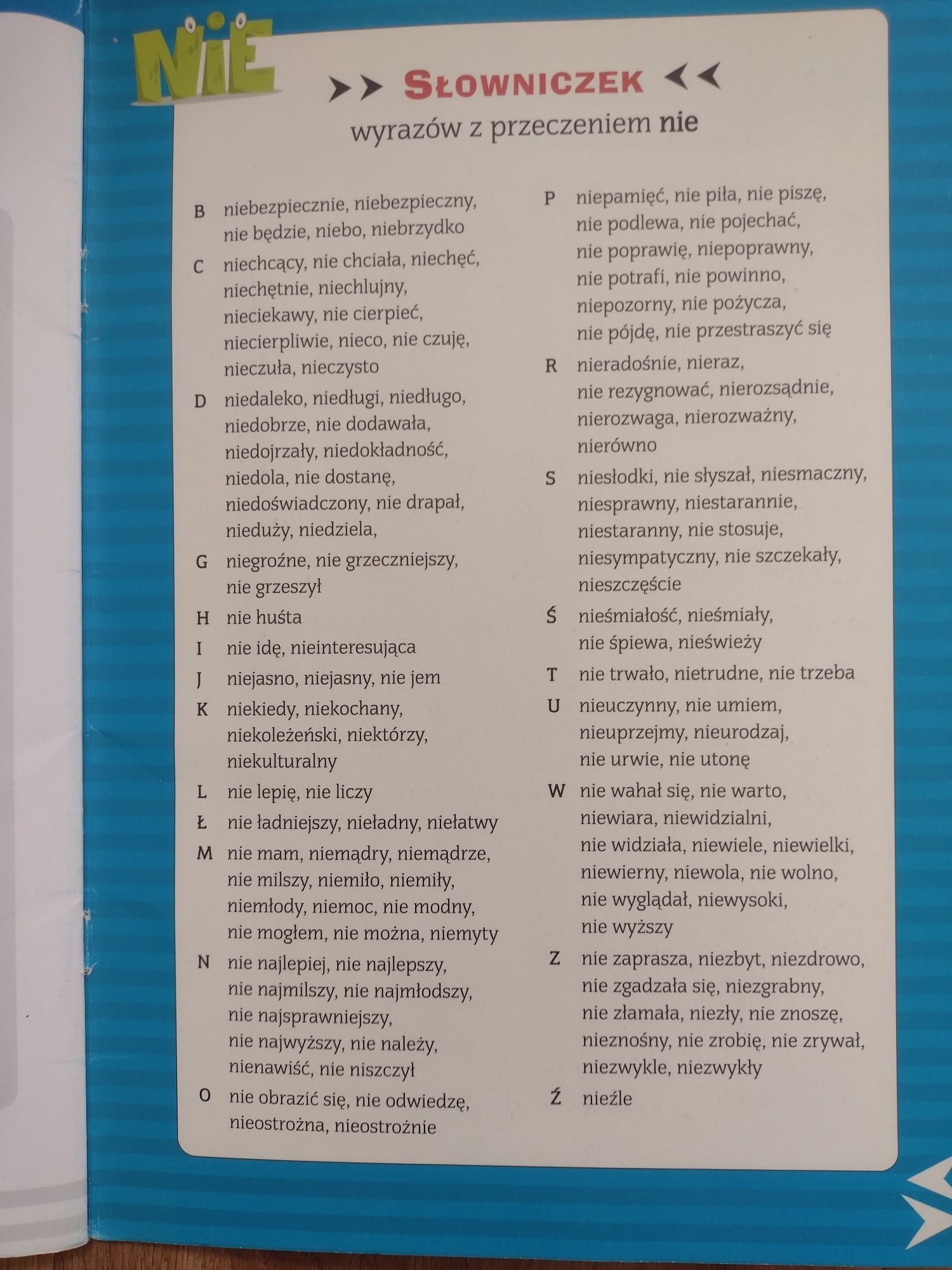 Dyktanda nie razem czy osobno Zielona Sowa 7+ "główka pracuje"