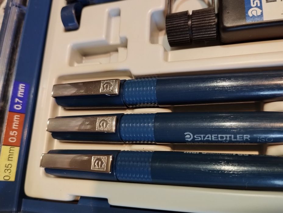Rapidografy kreślarskie Staedtler nowe plus dodatkowe końcowki