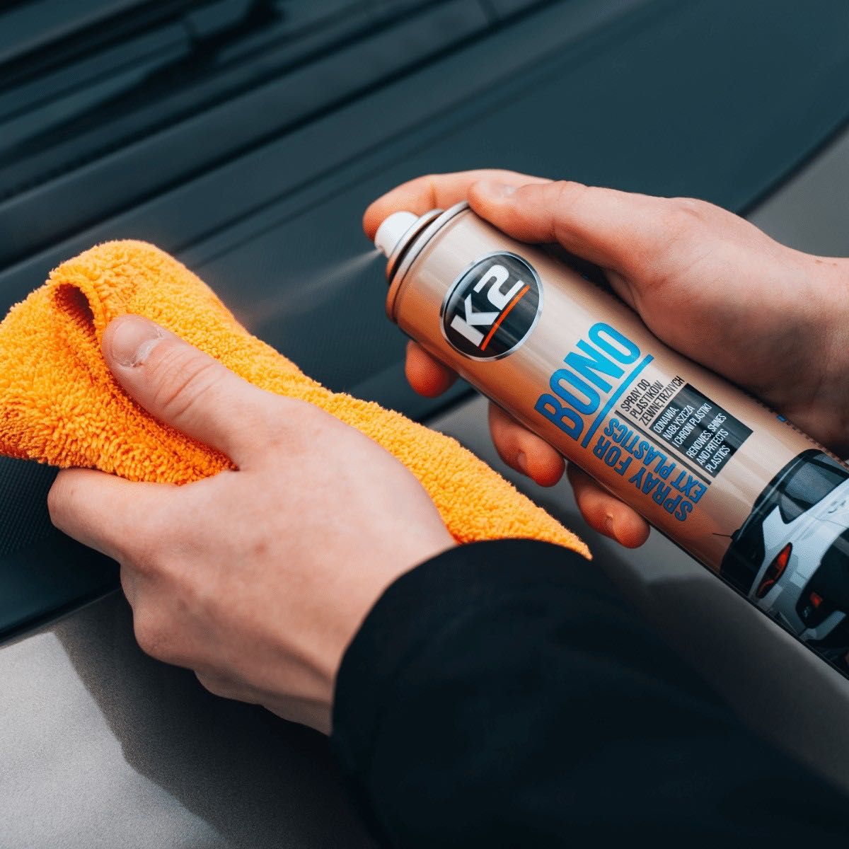 K2 Bono płyn spray czernidło do plastików gumy i opon 300 ml K150