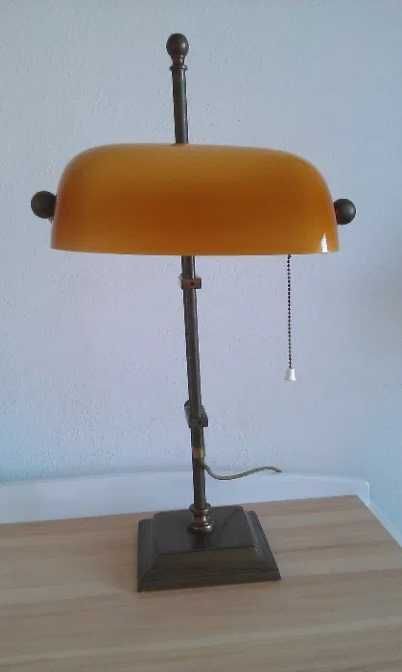 Unikatowa lampa gabinetowa, bankierska, mosiężna, vintage