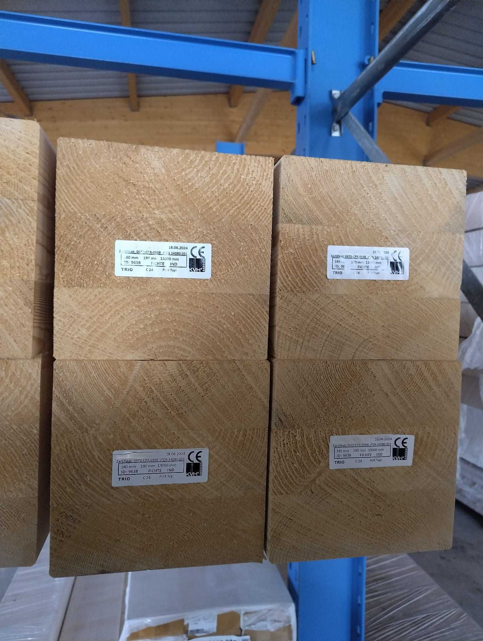 Drewno konstrukcyjne KVH C24 TRIO 180x180mm, drewno klejone świerkowe