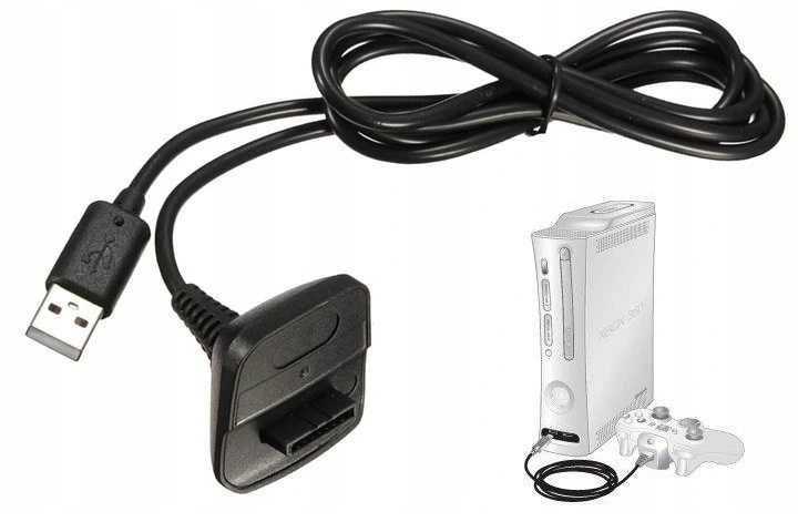 Czarny Kabel Play Charge pada XBOX 360 ** Video-Play Wejherowo