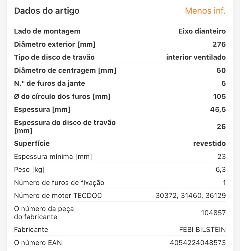 Discos de travao dianteiros FEBI BILSTEIN (2x)