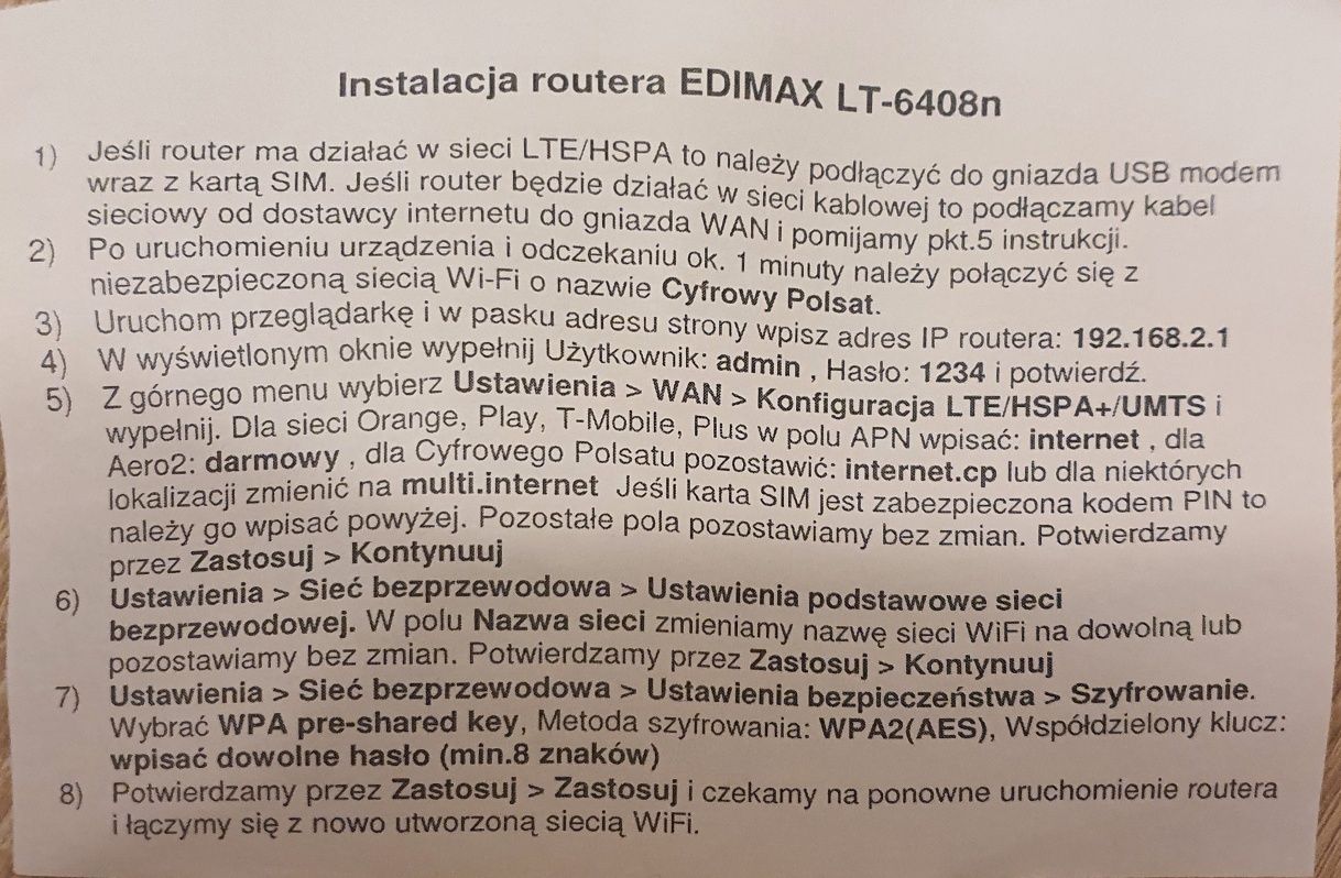 Edimax LT 6408n router 300 mb/s