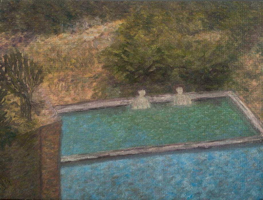 Cypryjskie łaźnie - obraz na tablicy malarskiej, olej