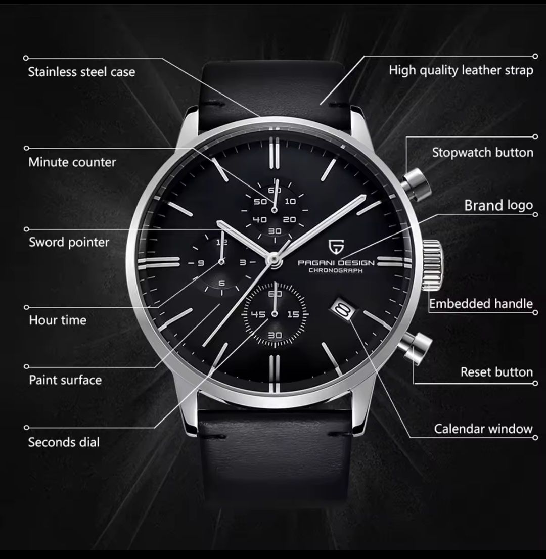 Zegarek Chronograph Pegani DESING z japońskim mechanizmem