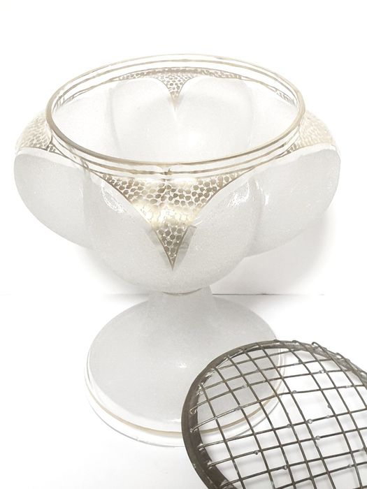 Magnífica rara antiga floreira em vidro dourado à mão