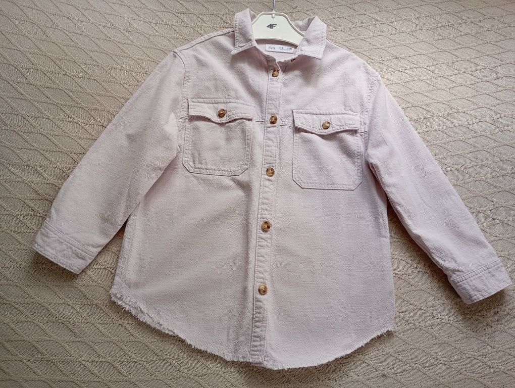 ZARA 9 lat różowo -liliowa teksturowana koszula kurtka koszulowa