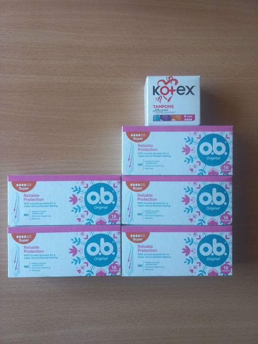 Тампони Kotex Super і O.b. Original.
