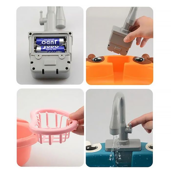 Іграшковий дитячій набір: раковина, посуд. (На батарейках)