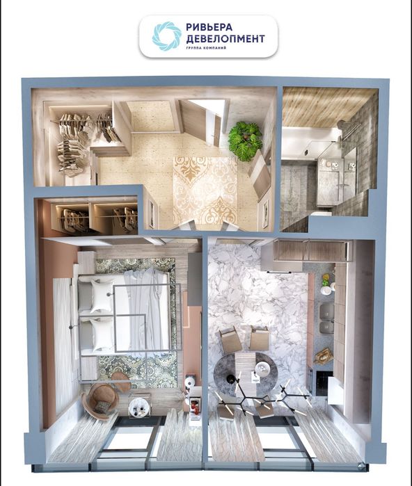 1к квартира в новом доме ЖК "Авторский", 46кв м, 9 этаж, вид на море