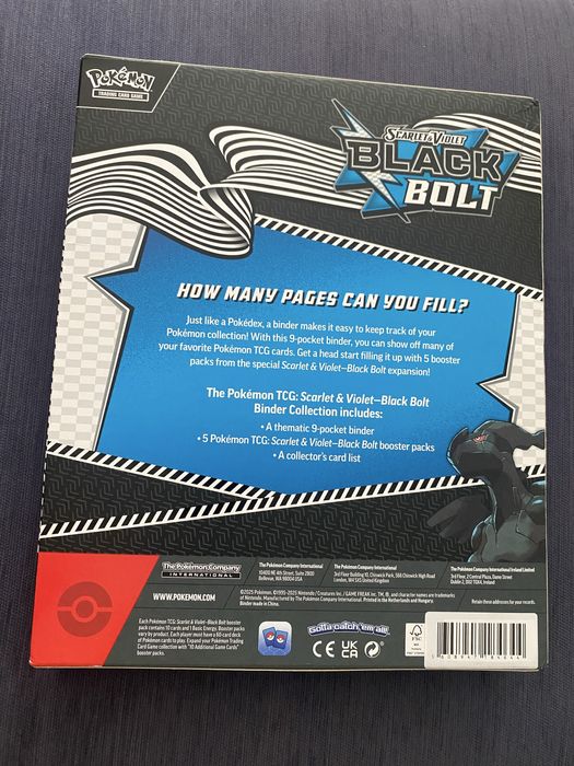 Cartas Pokemon Black Bolt Binder Collection Novo e Selado