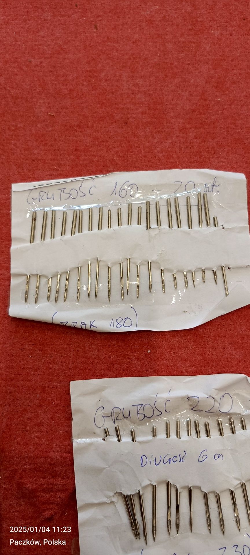 Igły do maszyny przemysłowej długość 6 cm i inne