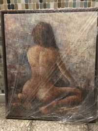 Quadro com pintura original dum corpo de mulher.