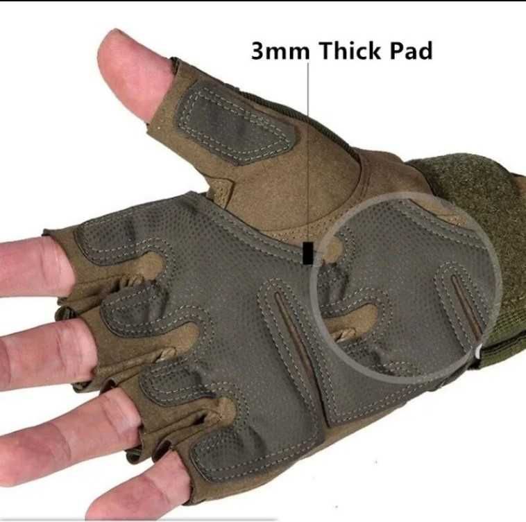 Мужские  военные перчатки с полупальцами