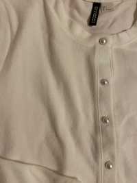 Kardigan H&M sweter biały na ślub nowy perły L 40 długi rękaw