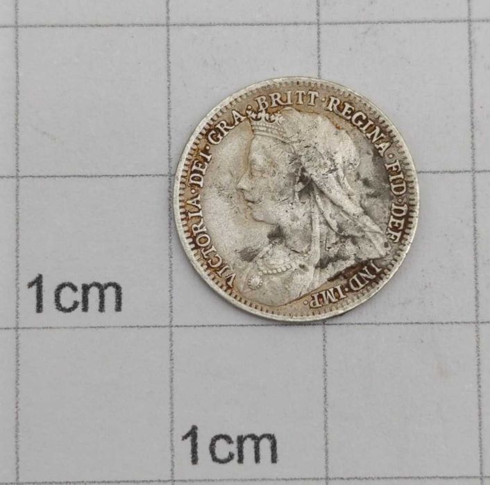 Moeda de prata de 3 pence da Grã-Bretanha de 1899 (Reservado)