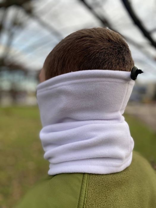 Баф флісовий 300г/м2, білий зимовий, зимний белый флисовый