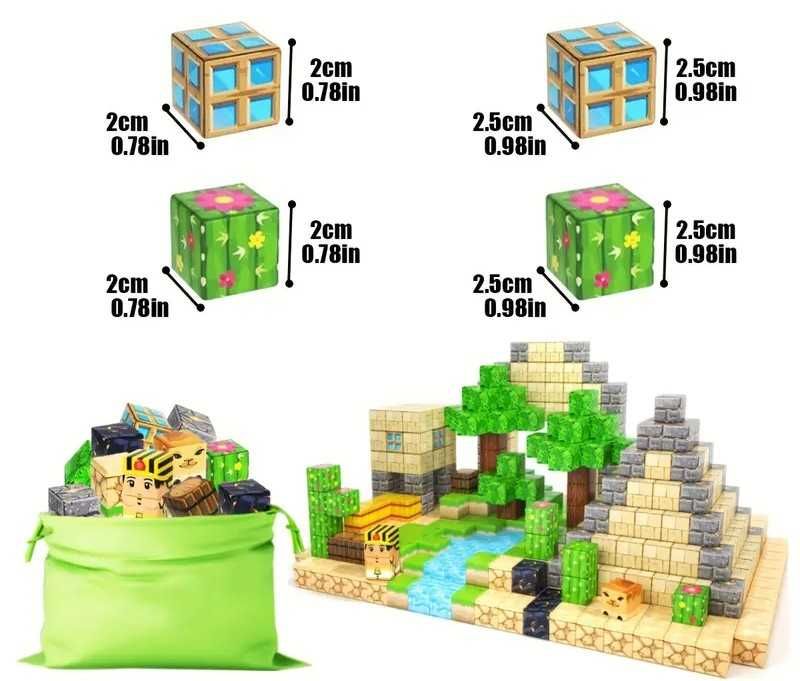 Магнітний конструктор Майнкрафт 100 деталей Minecraft магнітні кубики