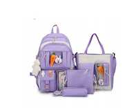 Plecak szkolny fioletowy 4 elementy lilac lilak zestaw torba piórnik