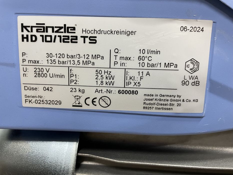 Kranzle HD 10/122 TS Myjka ciśnieniowa NOWA ! (nie karcher)