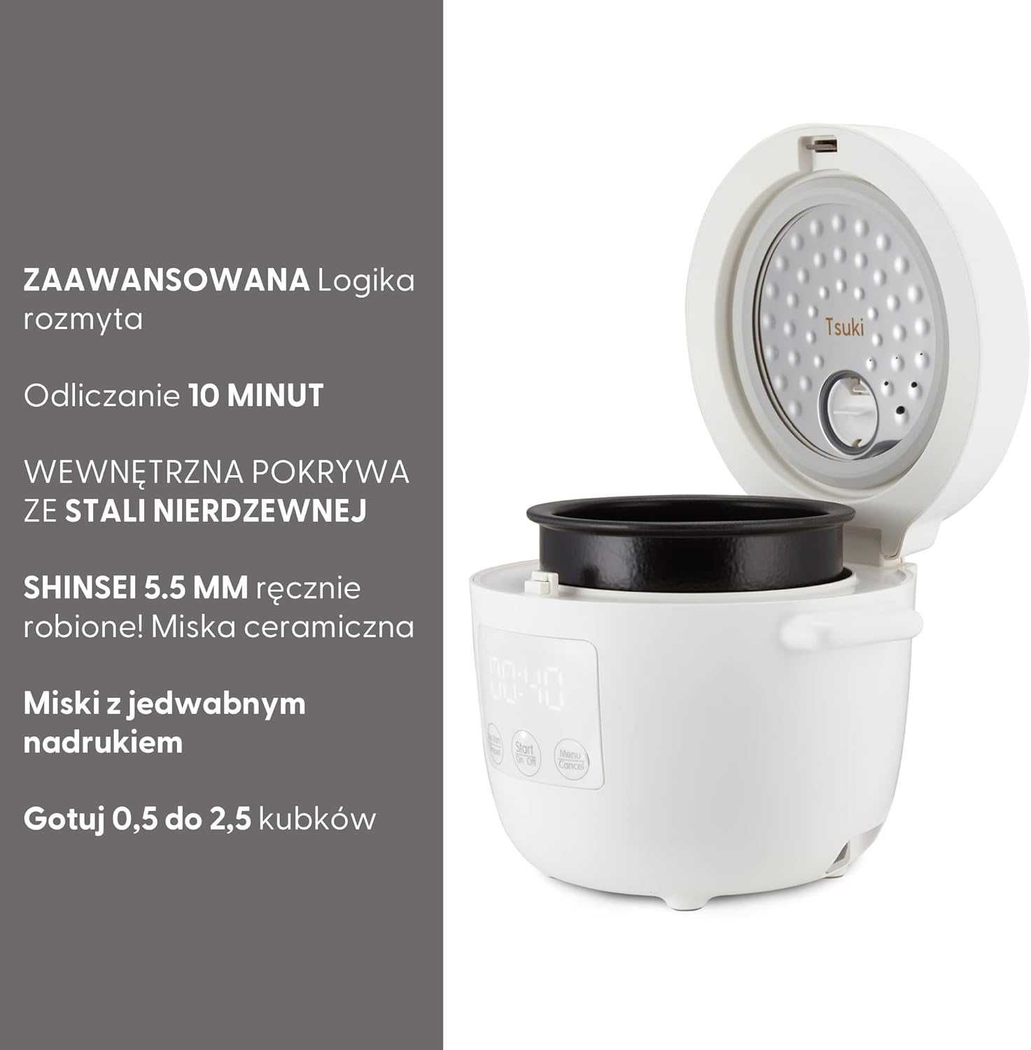 Yum Asia Tsuki miniryżowar z ceramiczną miską