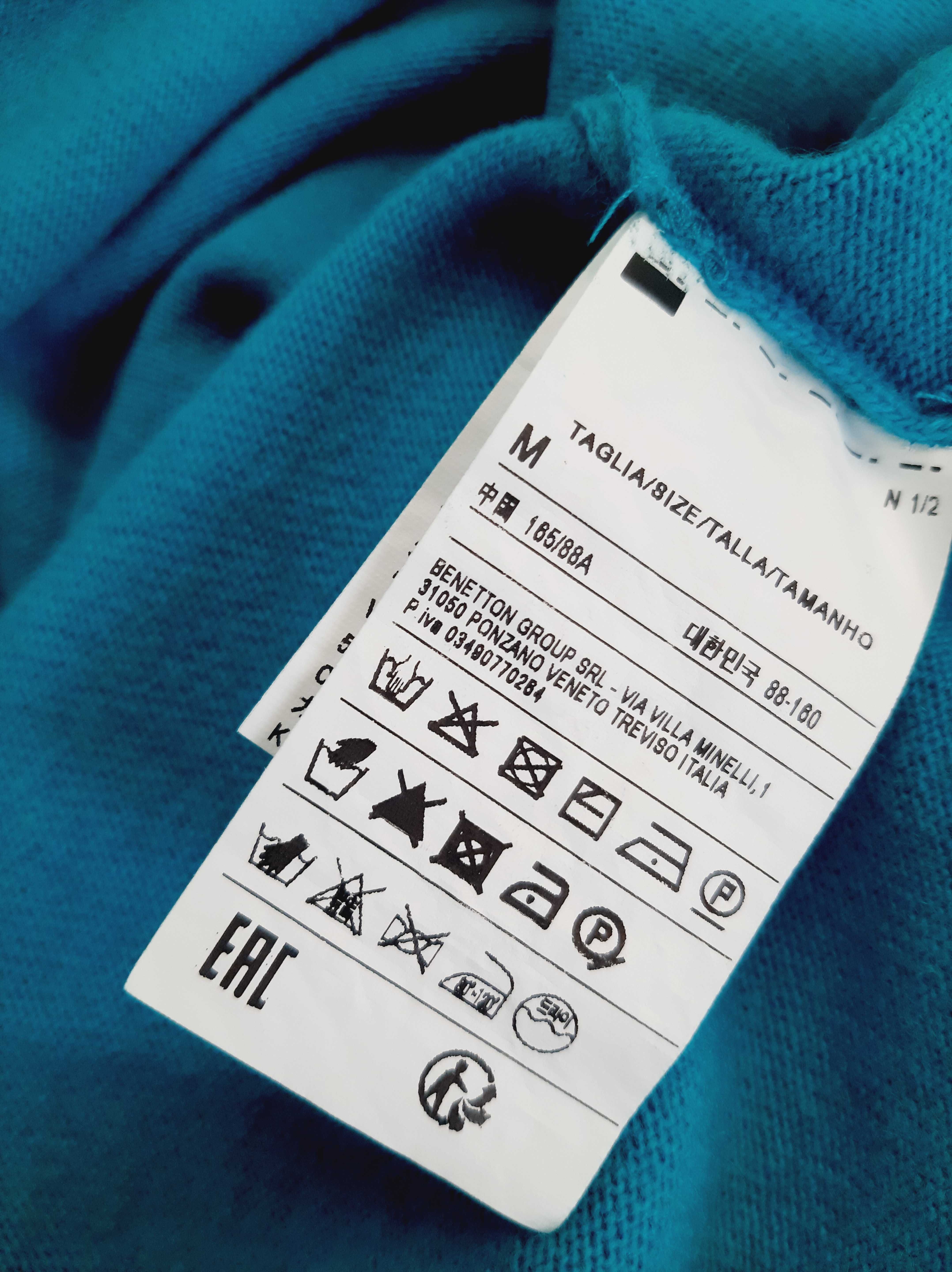 Benetton Nowy sweter z kaszmirem turkusowy M