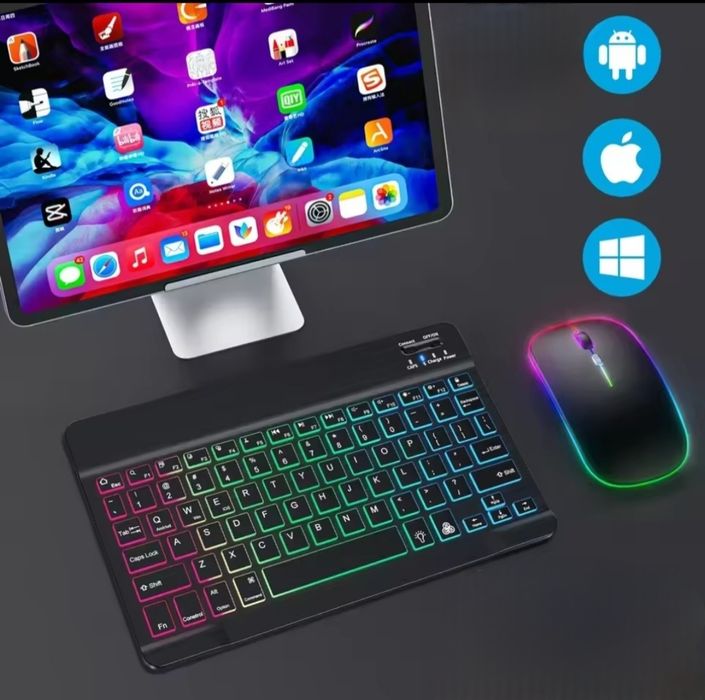 Беспроводная мини Bluetooth клавиатура с RGB подсветкой
