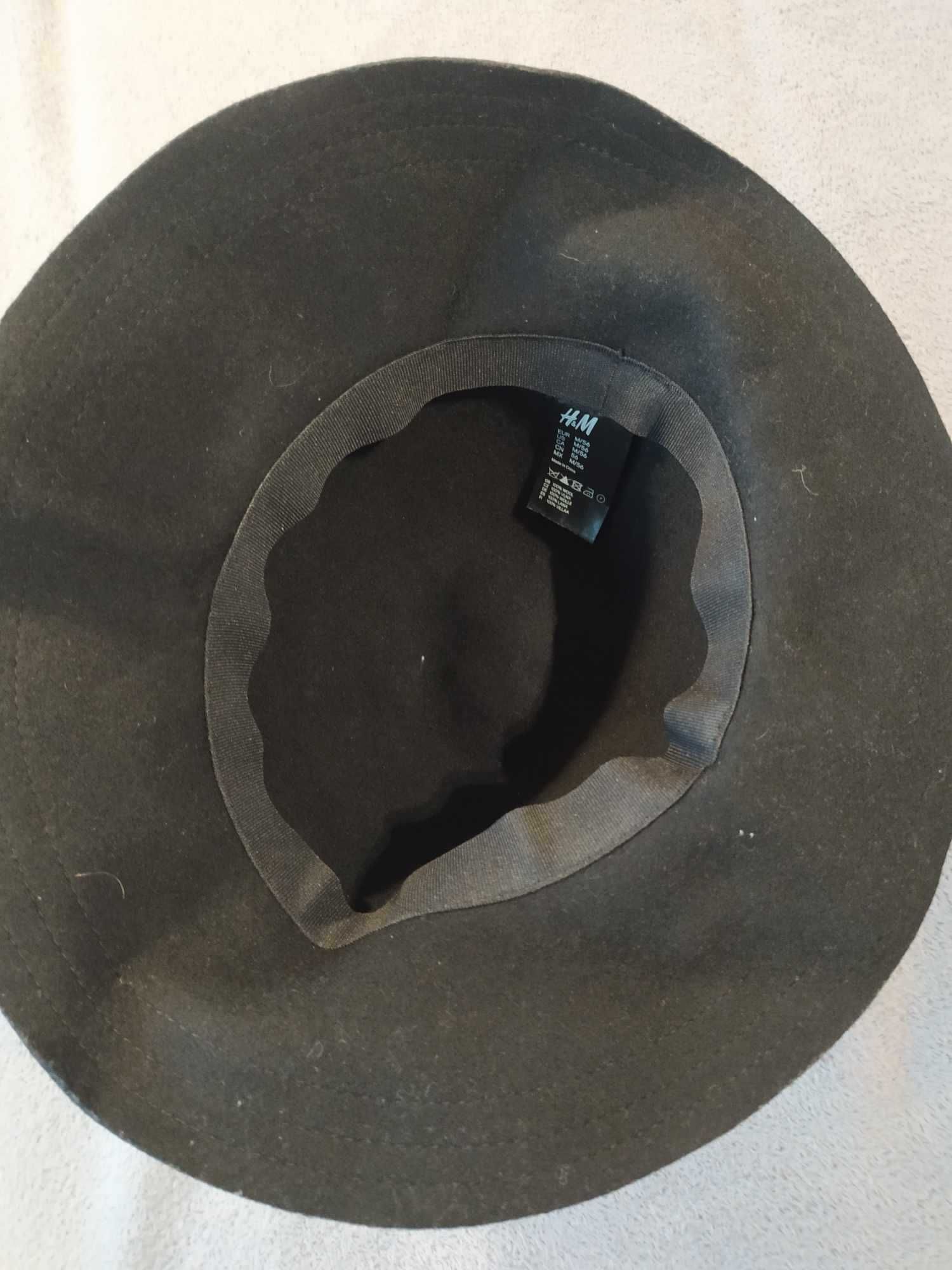 Czarny kapelusz H&M rozmiar M 100% wełna