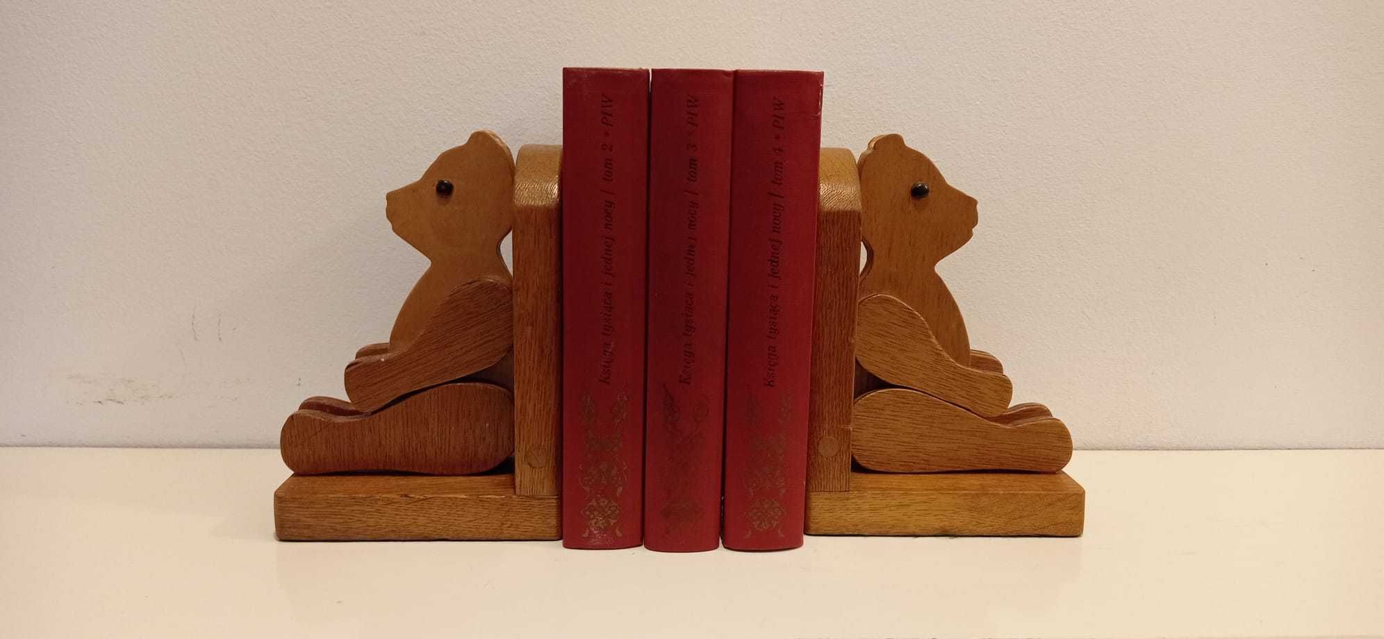 Podpórki do książek drewniane Misie lata 60-te Vintage.