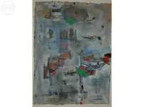 Quadro Ribeira do Porto quadro original abstracto do pintor Malheiro