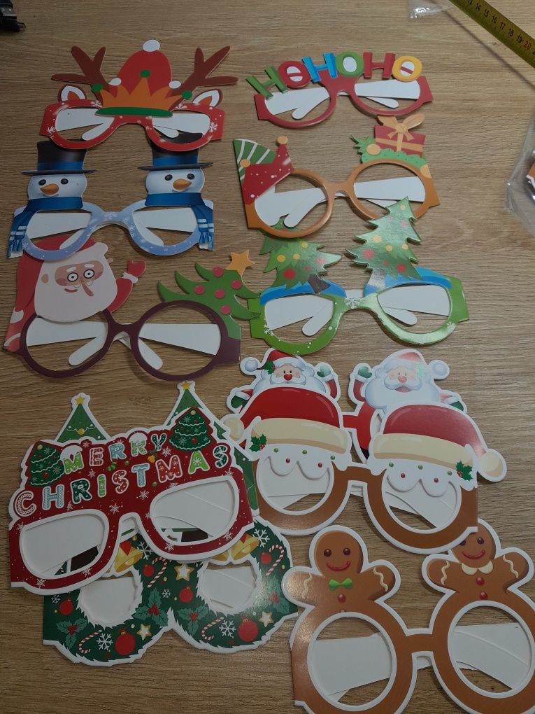 Zestaw 24 szt. Papierowe okulary dla dzieci świąteczne merry christmas