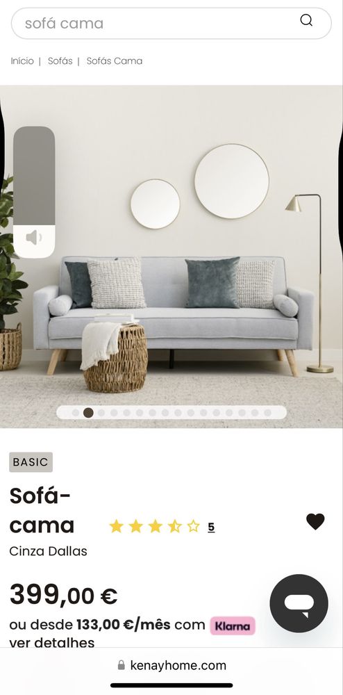 Sofa cama cinza elegante