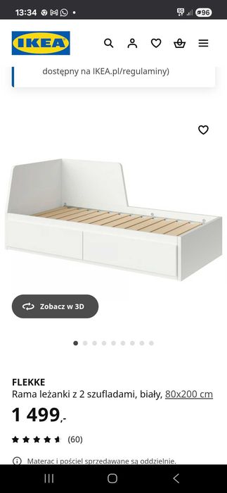 Leżanka Flekke Ikea z bardzo dobrym materacem