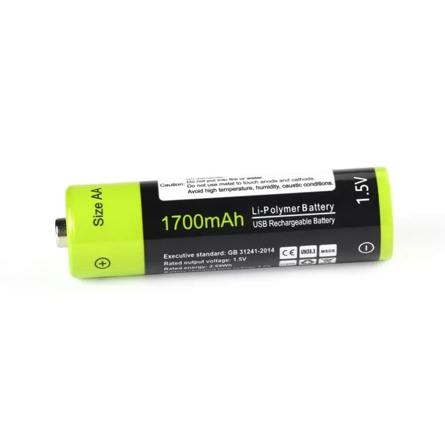 Аккумулятор ZNTER АА 1700 Mah 1,5v Li-Po зарядка через microUS