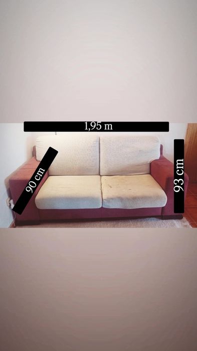 Sofá • 3 lugares // Beje & Bordeaux