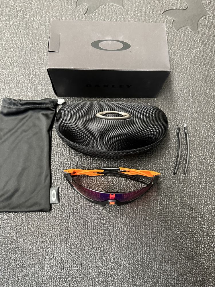 Óculos Flight Jacket Matte Black/Néon Orange Prizm Trail com Bolsa e Caixa