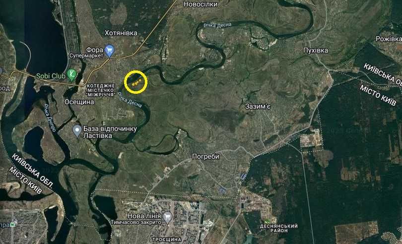 Участок у воды 10 сот берег реки Десна, озеро, лес, Киев 10км