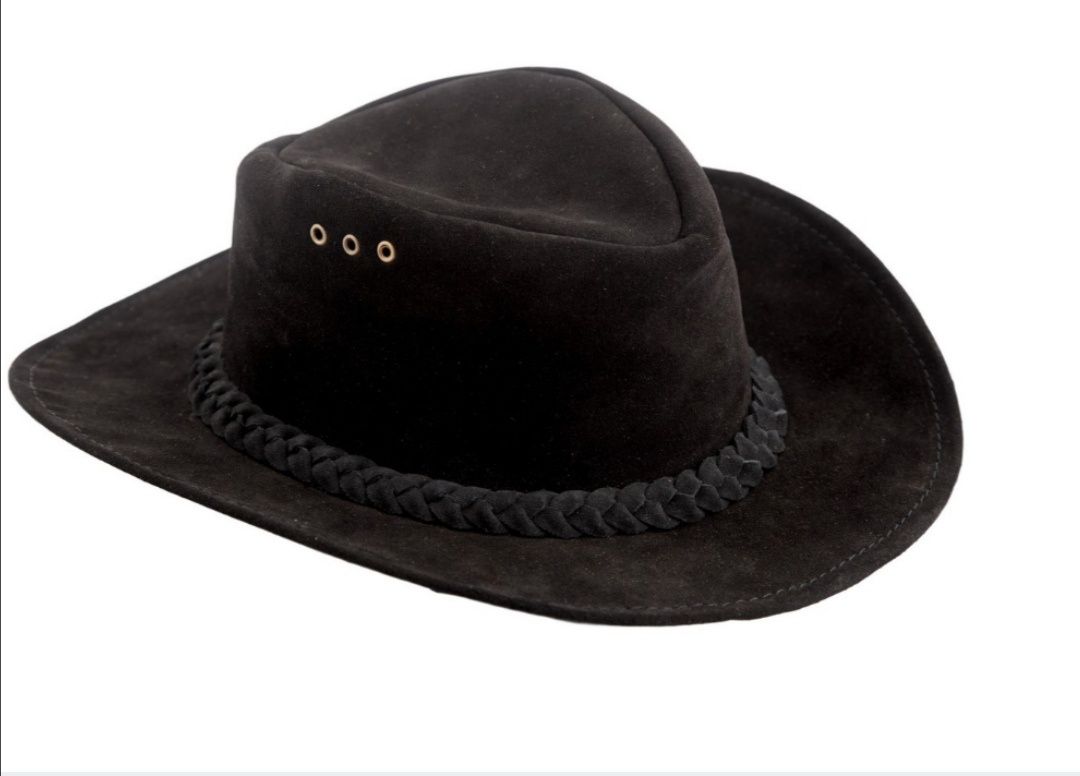 Czarny kapelusz skórzany kowbojski country