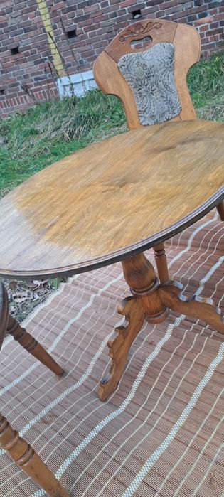 Stół z krzesłami stolik meble lite drewno komplet
